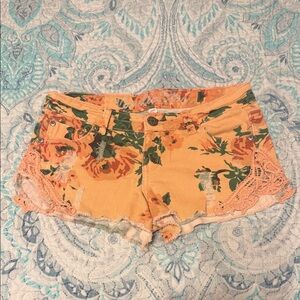 Vibrant Floral Orange Shorts